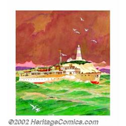 W. N. Wilson - Original Boating Illustration (c.1930). This was most likely a cover for Motor Boatin