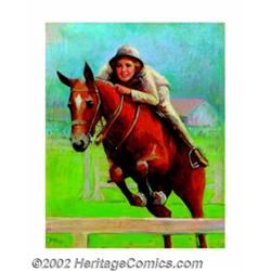 E. Yorkdale - Original Calendar Art (c.1930). This equestrian image was published as a calendar prin