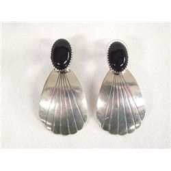 Navajo Sterling Silver Onyx Earrings