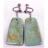 Image 1 : Large Navajo Green Turquoise Tab Bead Earrings