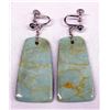 Image 2 : Large Navajo Green Turquoise Tab Bead Earrings