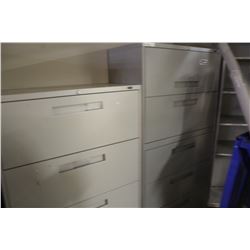 LOT OF 6 GREY AND BEIGE 4 DRAWER VERTICAL FILE CABINETS, 1 FOUR DRAWER AND 1 FIVE DRAWER LATERAL