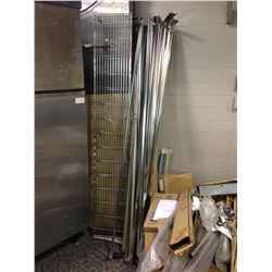 PALLET OF MISC. RESTAURANT SHELVING AND FIXTURES INCLD. AIR FILTERS, GREASE TRAPS AND MORE