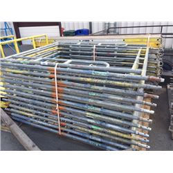 24 - 5' SCAFFOLDING FRAMES WITH 12 - 10' WORK PLATFORMS AND 1 BUNDLE OF 11' CROSSBARS