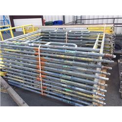 25 - 5' SCAFFOLDING FRAMES WITH 12 - 10' WORK PLATFORMS AND 1 BUNDLE OF 11' CROSSBARS