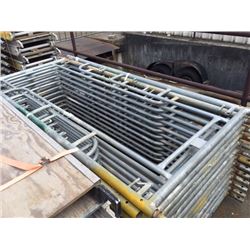 25 - 3' SCAFFOLDING FRAMES WITH 10 - 7' WORK PLATFORMS AND 1 BUNDLE OF 11' CROSSBARS