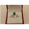 Image 1 : LADIES PLATINUM NATURAL EMERALD & DIAMOND SET DRESS RING SET WITH 32 TAPERED  BAGUETTE CUT DIAMONDS