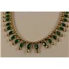 Image 2 : 14KT YELLOW GOLD NATURAL EMERALD & WHITE SAPPHIRE NECKLACE SET WITH 40 OVAL MIXED CUT NATURAL