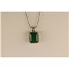 Image 1 : 14KT WHITE GOLD NATURAL EMERALD & DIAMOND SET PENDANT SET WITH 44 ROUND BRILLIANT CUT DIAMONDS