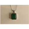 Image 2 : 14KT WHITE GOLD NATURAL EMERALD & DIAMOND SET PENDANT SET WITH 44 ROUND BRILLIANT CUT DIAMONDS