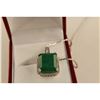 Image 3 : 14KT WHITE GOLD NATURAL EMERALD & DIAMOND SET PENDANT SET WITH 44 ROUND BRILLIANT CUT DIAMONDS