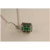 Image 5 : 14KT WHITE GOLD NATURAL EMERALD & DIAMOND SET PENDANT SET WITH 44 ROUND BRILLIANT CUT DIAMONDS