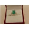 Image 1 : LADIES 14KT WHITE GOLD NATURAL EMERALD AND DIAMOND SET DRESS RING SET WITH 1 STEP CUT  EMERALD