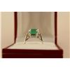 Image 3 : LADIES 14KT WHITE GOLD NATURAL EMERALD AND DIAMOND SET DRESS RING SET WITH 1 STEP CUT  EMERALD