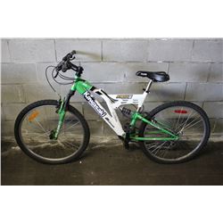 WHITE KAWASAKI 21 SPEED FULL SUSPENSION MOUNTAIN BIKE