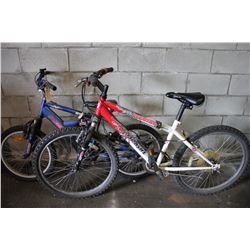 2 BIKES: RED ARASHI FRONT SUSPENSION & BLUE NEXT FULL SUSPENSION MOUNTAIN BIKE
