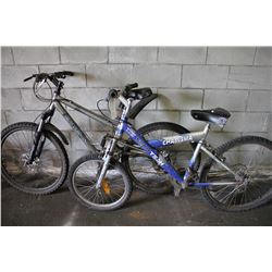 2 BIKES:  SILVER IRONHORSE FULL SUSPENSION & BLUE INFINITY FRONT SUSPENSION MOUNTAIN BIKE