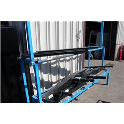 RACK WITH ASSORTED MOTORCYCLE LIFTS