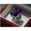 Image 4 : RING - LARGE 16.08 CARAT EMERALD CUT PURPLE AMETHYST - INCLUDES CERTIFICATE - $800