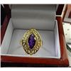 Image 1 : RING - GOLD OVER STERING SILVER DIAMOND AND AMETHYST RING
