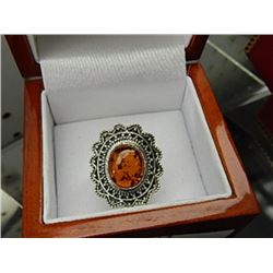 RING - CRYSTAL SET IN STERLNG SILVER  - VINTAGE CUT - FROM ESTATE