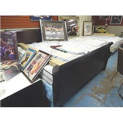 KING SLEIGH BED FRAME - NEW OUT OF THE BOX - AS-IS includes headboard, foot board