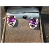 Image 1 : EARINGS - FACETED AMETHYST (29.60CT - TYPE II - VS CLARITY) - SECURED IN STERLING SILVER 4 CLAW PIER