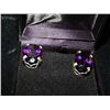Image 2 : EARINGS - FACETED AMETHYST (29.60CT - TYPE II - VS CLARITY) - SECURED IN STERLING SILVER 4 CLAW PIER