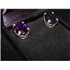 Image 3 : EARINGS - FACETED AMETHYST (29.60CT - TYPE II - VS CLARITY) - SECURED IN STERLING SILVER 4 CLAW PIER