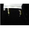 Image 1 : EARINGS - PERIDOT AND DIAMONDS SET IN 925 STERLING SILVER - TTL 6 PERIDOTS AND 4 DIAMONDS IN THE PAI