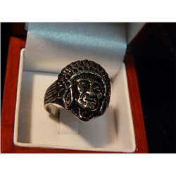 RING - SILVER - NATIVE DESIGN - INDAIN WITH HEAD DRESS