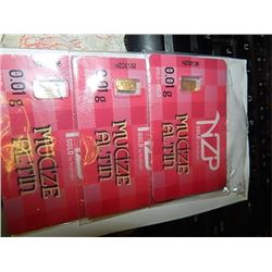 ALTIN MINT .995 GOLD BULLION BARS - SEALE AND CERTIFIED AND NUMBERED - TOAL .03 GMS - 3 X BID