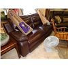 Image 1 : NEW - BROWN LEATHER RECLINING COUCH - NEEDS CONTROLLS