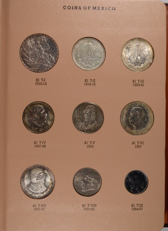 BEAUTIFUL MEXICO TYPE SET PESO COINS IN DANSCO ALBUM, COMPLETE 56 COINS