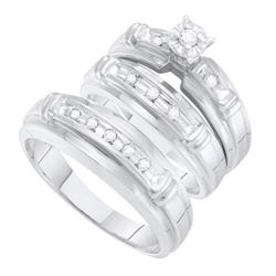 10K White Gold Jewelry 0.20 ctw Diamond Trio Ring Set - WGD38050