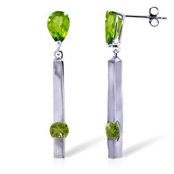 Genuine 4.25 ctw Peridot Earrings Jewelry 14KT White Gold  - WGG#1885