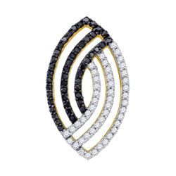 10K Yellow Gold Jewelry 0.51 ctw White Diamond & Black Diamond Pendant - WGD74426