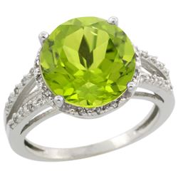 Natural 5.19 ctw Peridot & Diamond Engagement Ring 10K White Gold - WSC#CW911110