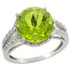 Image 1 : Natural 5.19 ctw Peridot & Diamond Engagement Ring 10K White Gold - WSC#CW911110