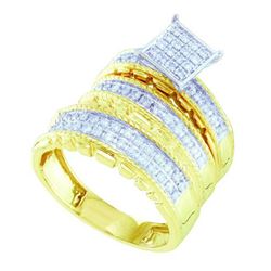 10K Yellow Gold Jewelry 0.50 ctw Diamond Trio Ring Set - WGD56647