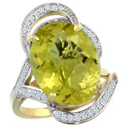 Natural 11.23 ctw lemon-quartz & Diamond Engagement Ring 14K Yellow Gold - WSC#R309971Y27