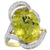 Image 1 : Natural 11.23 ctw lemon-quartz & Diamond Engagement Ring 14K Yellow Gold - WSC#R309971Y27