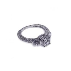 Sterling Silver Rhodium Overlay Pave Clear CZ Past Present Future Ring - WSP-acr00001