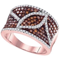 10K Rose Gold Jewelry 1.0 ctw White Diamond & Cognac Diamond Ladies Ring - WGD95149