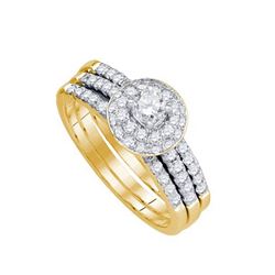 14K Yellow Gold Jewelry 1.0 ctw Diamond Bridal Ring Set - WGD70225
