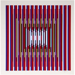 Yaacov Agam, Red Stripes, Serigraph