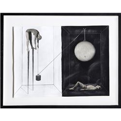 Zizi Raymond, Pulley System, Mixed Media Painting