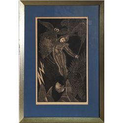 Margaret Ann Gaug, Minerva and Jupiter, Etching