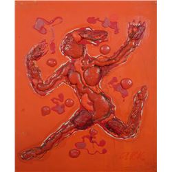 Alexander Raymond Katz, Running Woman, Stypol and Polymer Mixed Media Painting