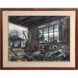 Ern Allen, Work Room on Bay, Watercolor Painting